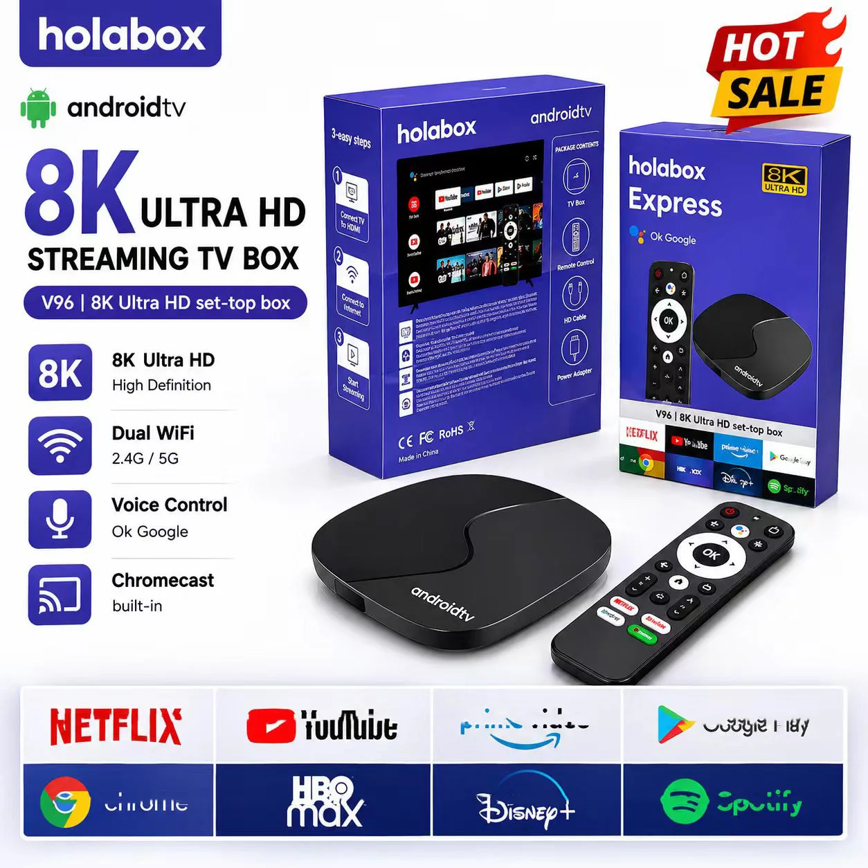 顾客喜爱的V96 智能电视盒4K 超高清2GB+16GB 全志四核2.4G 5G 双频WiFi